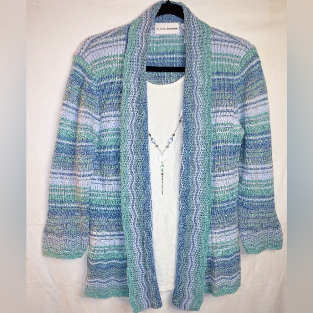 Alfred Dunner M Multi Color Knit Cardigan Sweater